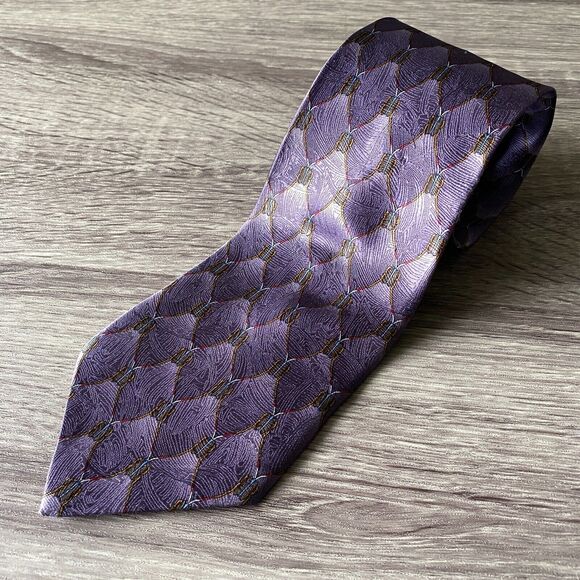 Karen Bierce The Nature Conservancy Pycanum Bug Men's Purple Necktie Handmade - Picture 1 of 8
